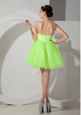 Bright Green Handmade Flowers Mini-length Prom Dress