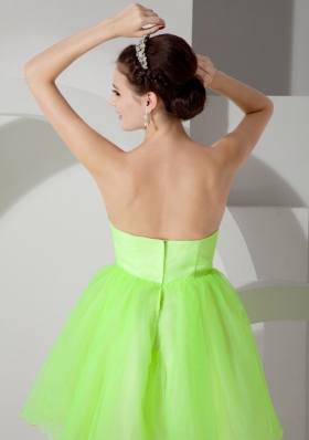 Bright Green Handmade Flowers Mini-length Prom Dress