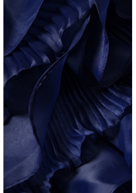 Navy Blue Ruffles Brush Train Beading Quinceanea Dress