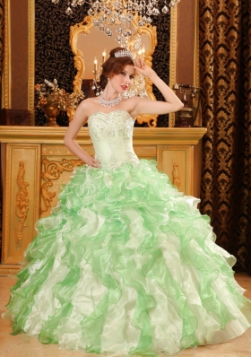 Multi-color Beading Ruffles Sweet 16 Dress