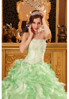 Multi-color Beading Ruffles Sweet 16 Dress