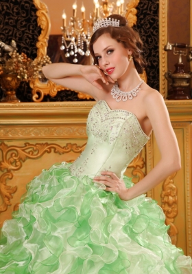 Multi-color Beading Ruffles Sweet 16 Dress