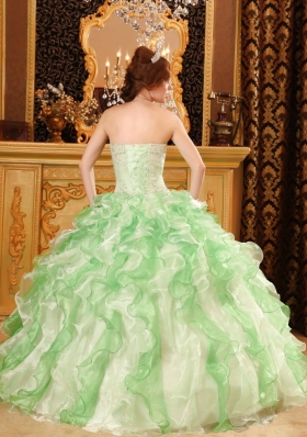 Multi-color Beading Ruffles Sweet 16 Dress