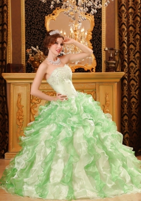 Multi-color Beading Ruffles Sweet 16 Dress