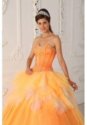 Orange A-Line Sweetheart Beading Quinceanera Dress