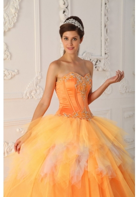 Orange A-Line Sweetheart Beading Quinceanera Dress