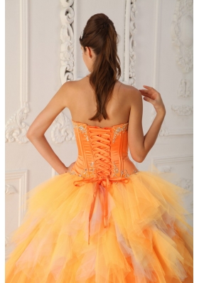 Orange A-Line Sweetheart Beading Quinceanera Dress