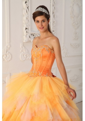 Orange A-Line Sweetheart Beading Quinceanera Dress