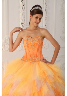 Orange A-Line Sweetheart Beading Quinceanera Dress