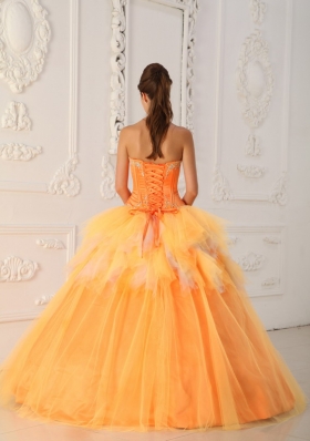 Orange A-Line Sweetheart Beading Quinceanera Dress