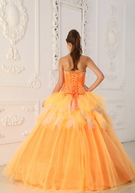 Orange A-Line Sweetheart Beading Quinceanera Dress