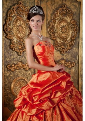 Dresses for Sweet 15 Orange Red Ball Gown Pick-ups