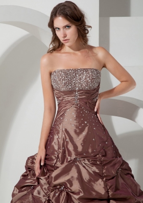 Ball Gown Beading Quinceanera Dress in Brown