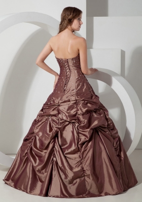 Ball Gown Beading Quinceanera Dress in Brown