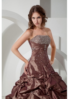 Ball Gown Beading Quinceanera Dress in Brown