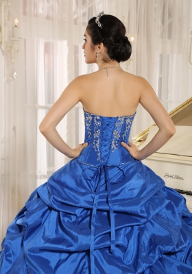 Blue and White Quinceanera Dress Embroidery Pick-ups