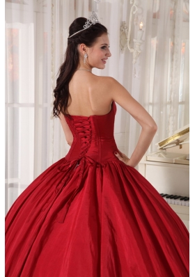 White and Red Sweetheart Beading Quinceanera Gowns