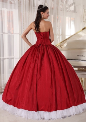 White and Red Sweetheart Beading Quinceanera Gowns