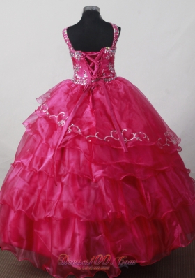 Hot Pink Little Girl Pageant Dress With Beading