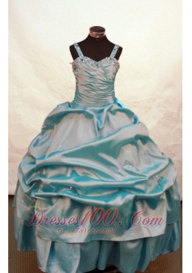 Blue Pageant Dresses Beading Ruching With Straps