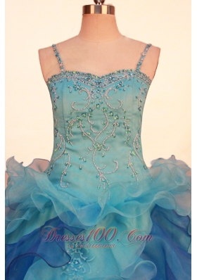 Colorful Ruffles Gorgeous Pageant Dress Spaghetti Straps