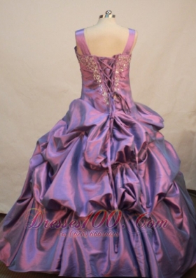 Lavender Taffeta Flowers Pageant Dress Pick-ups