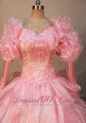 Long Sleeves Ruffles Pageant Dresses Luxurious Pink