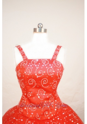 Floral Beading Red Sequin Straps Pageant Dress