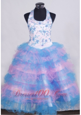 Colorful Beaded Appliques Little Girl Pageant Dresses