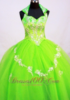 Spring Green Halter Top Little Girl Pageant Dresses