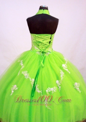 Spring Green Halter Top Little Girl Pageant Dresses