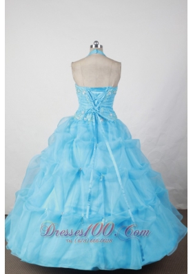 Halter Baby Blue Appliques Little Girl Pageant Dresses