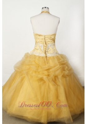 Halter V-neck Appliques Pageant Dresses for Little Girl