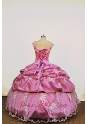 Rose Pink Appliques Ball Gown Little Girl Pageant Dresses