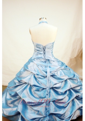 Blue Little Girl Pageant Dresses With Pick-ups and Beading