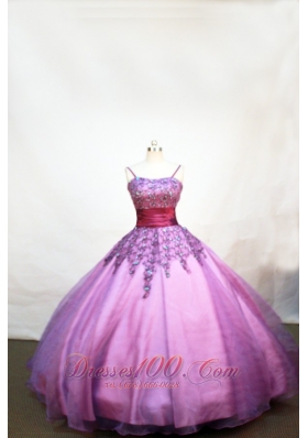 Appliques Plum Purple Little Girl Pageant Dresses Straps