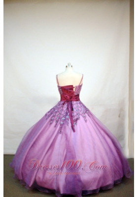 Appliques Plum Purple Little Girl Pageant Dresses Straps