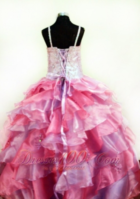 Colorful Ruffles Pageant Girls Dresses Beaded Appliques