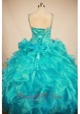 Straps Aqua Miss Teen Pageant Dresses Ruffles Beading