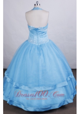 Cross Halter Ball Gown Pageant Dress for Juniors Beading