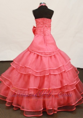 Ruffles Halter Ball Gown Sweet 15 Birthday Dresses Trimmed