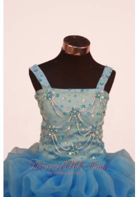 Cute Pick-ups Beading Pageant Gowns for Little Girls Strap