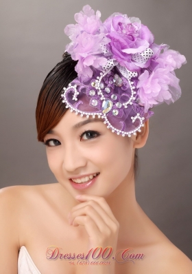 Lavender Wedding Fascinators Rhinestone Flowers