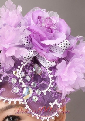 Lavender Wedding Fascinators Rhinestone Flowers