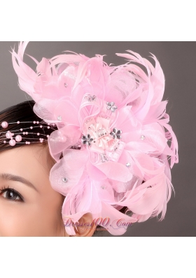 Beautiful Feather Pink Wedding Fascinators Crystal