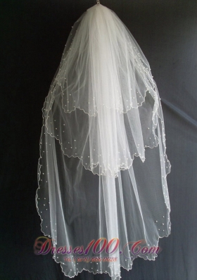 Beading Tulle Layers Wedding Popular Veils