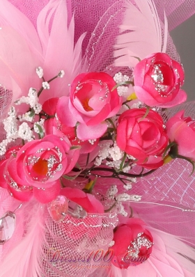 Pink Tulle Wedding Fascinators With Feather