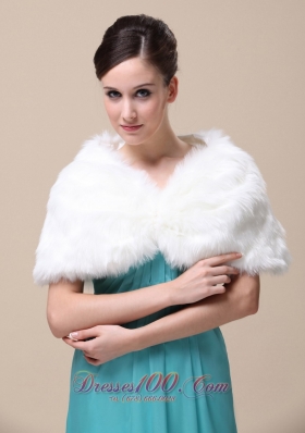 Rabbit Fur Wedding Shawl V-neck for formal