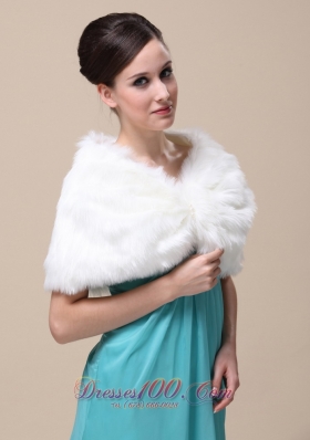 Rabbit Fur Wedding Shawl V-neck for formal