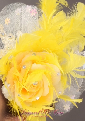 Feather Appliques Yellow Fascinators for Popular